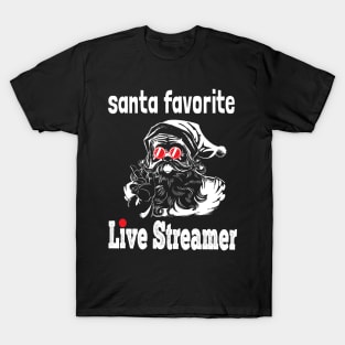 Live-streaming Tee Funny Santa online streamer Gamer Xmas T-Shirt